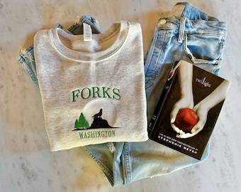 Forks Washington Embroidered Sweatshirt - Twilight Inspired