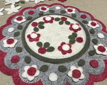 Die cut Wool blend 8” table candle mat