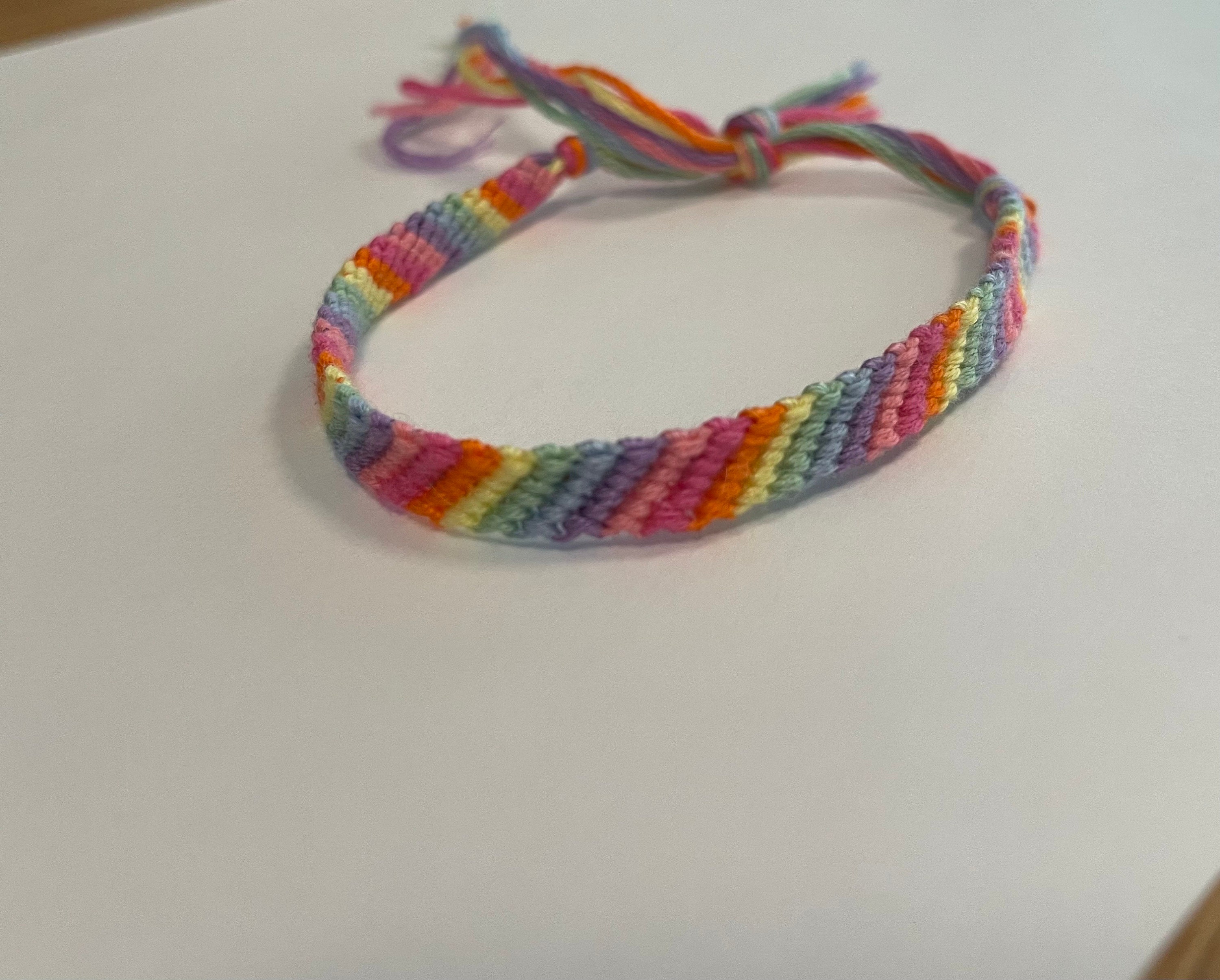 Pink Stripe Rainbow Friendship Bracelet - Etsy