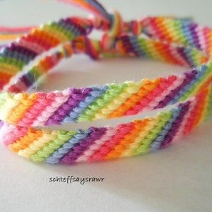 Pink stripe rainbow friendship bracelet
