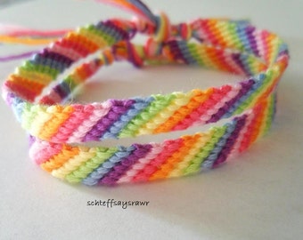 Pink stripe rainbow friendship bracelet