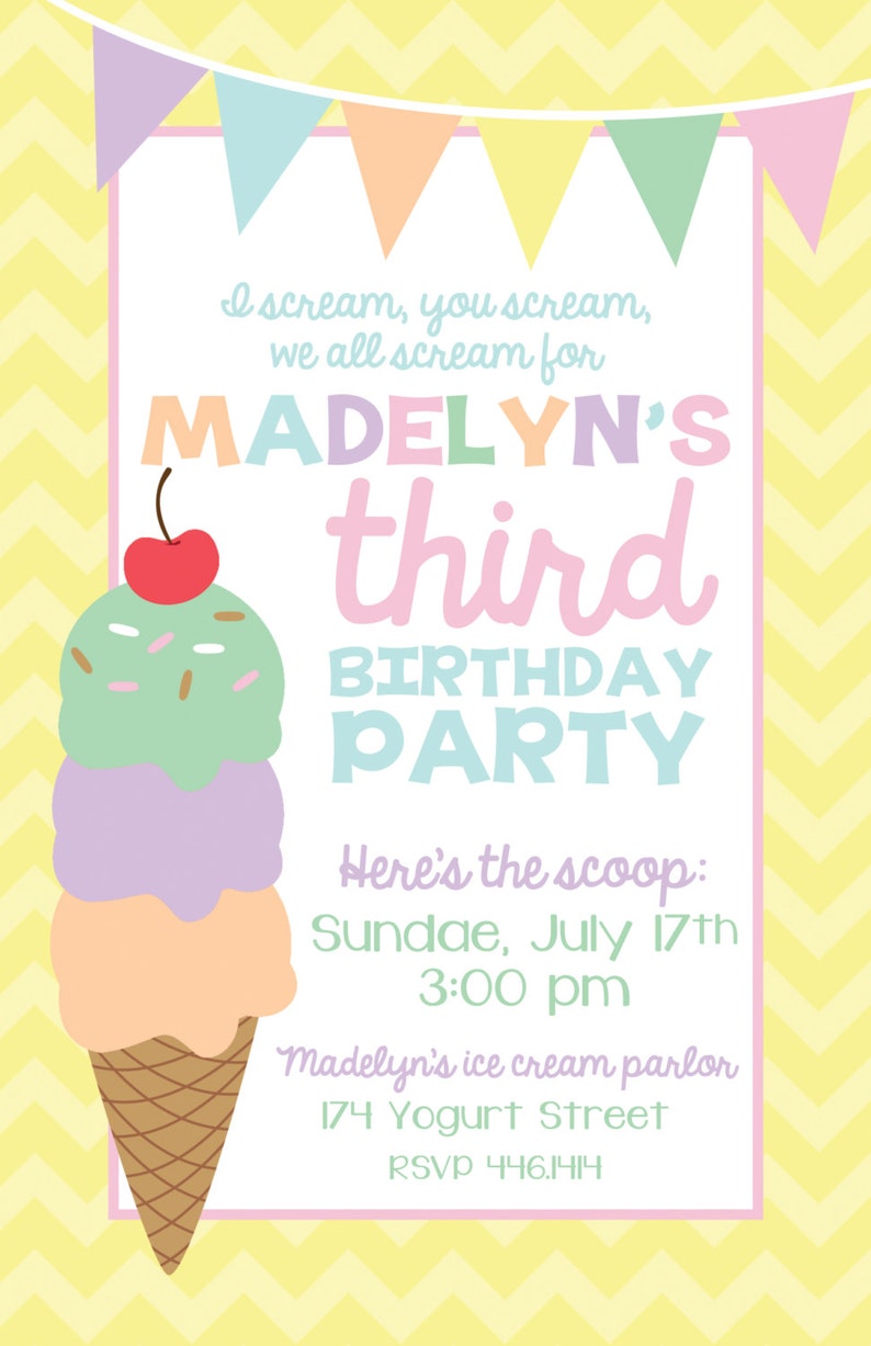 Ice cream Invitation PIY file Ice Cream Birthday Party Ice Cream Sprinkles Printable Invite Digital File image 2