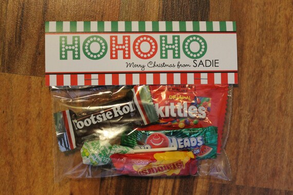 Christmas class treat bag topper (printable file) design shown ~ Christmas Printable ~ Ho Ho Ho Class Treat Il_570xn