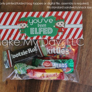 You've been elfed Christmas bag topper (printable file) ~ Immediate Download ~ Christmas Printable