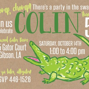 Swamp Invitation PIY file Alligator Printable Swamp Cajun Bayou Birthday Digital File Invite image 2