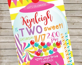 Candy Invitation PIY file ~ Candy Birthday Party Invite ~ Candy Printable Digital File ~ Sweet shop sweet shoppe