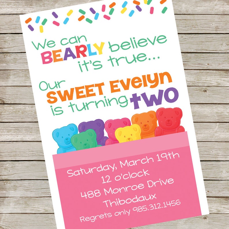 Gummy Bear Invitation PIY file ~ Gummy Bears Printable ~ Gummy Bear Birthday Invite Digital File