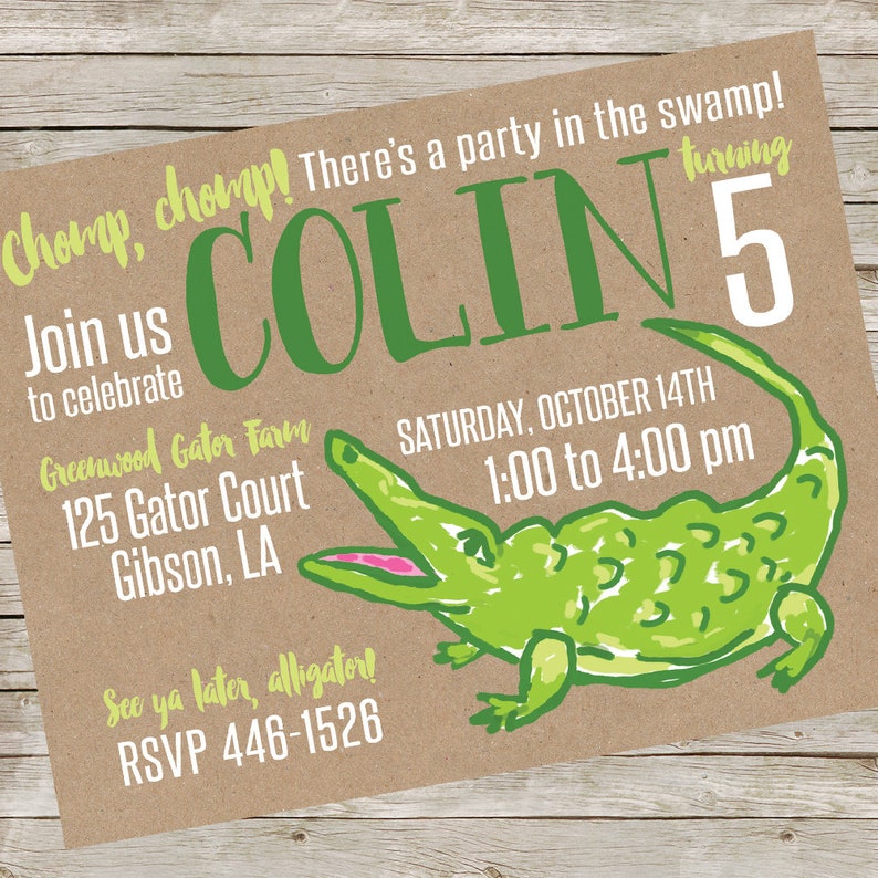 Swamp Invitation PIY file Alligator Printable Swamp Cajun Bayou Birthday Digital File Invite image 1