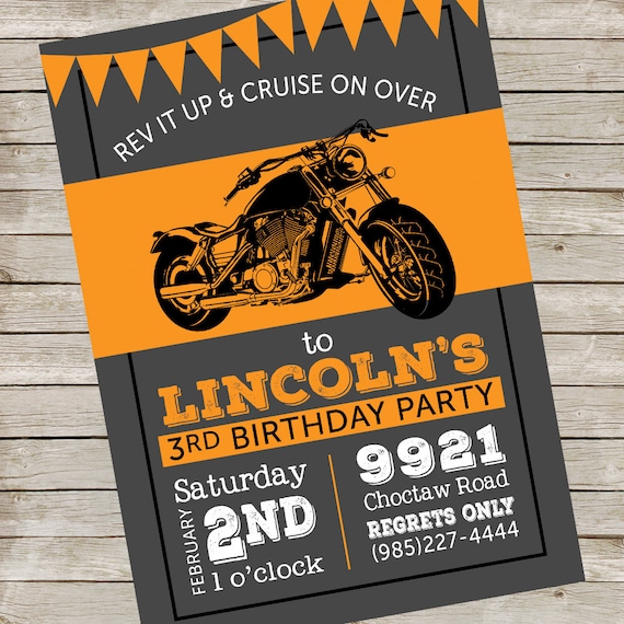 Motorcycle Invitation PIY file ~ Motorbike printable ~ Motor cycle ...