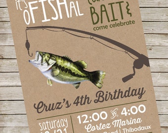 Fishing Invitation PIY file ~ Bass Fishing Birthday Party Invite ~ Fishing Printable Digital File
