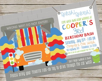 Car wash Party Invitation PIY file ~ Carwash Birthday Party Printable ~ Car swimming party Printable