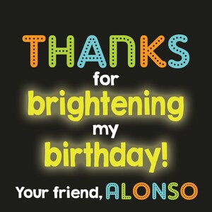 Neon party stickers / favor tags (printable file) design shown ~ Glow Printable Birthday Party Digital File