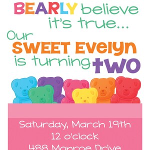 Gummy Bear Invitation PIY File ~ Gummy Bears Printable ~ Gummy Bear ...