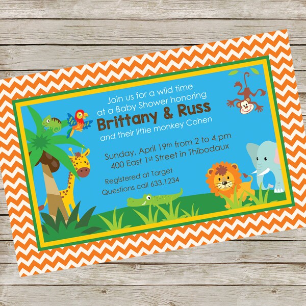 Jungle Baby Shower Invitation PIY file ~ Jungle Birthday Party Invitation  Digital File