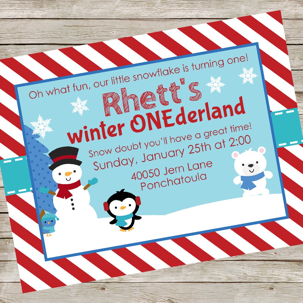Winter Onederland Invitation PIY file Winter Wonderland Birthday Party Invite Winter Wonderland Printable Digital File