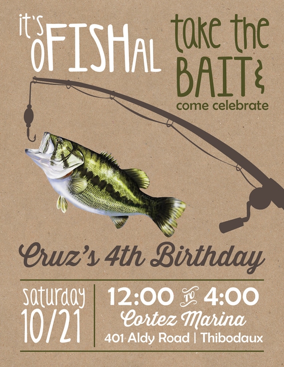 Fishing Invitation PIY File Bass Fishing Birthday Party Invite