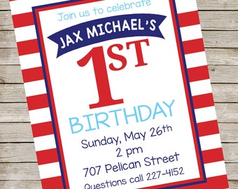 Patriotic Party Invitation PIY file ~ Red, White, & Blue Party Printable ~ 4th of July Invite ~ Birthday Party Baby Shower Digital File