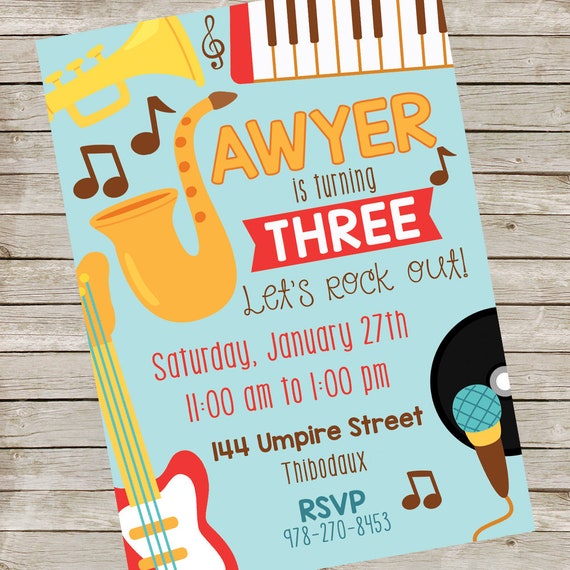 Musical Instrument Invitation PIY file ~ Music Printable ~ Musical Birthday Party ~ Digital File Il_570xn
