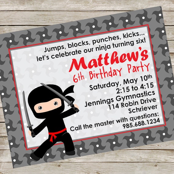 Ninja Invitation PIY file ~ Ninja Printable ~ Karate Birthday Party Digital File Il_570xn