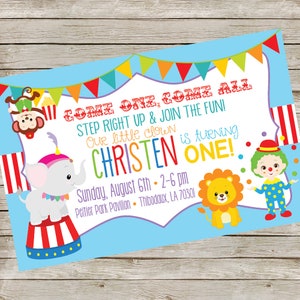 Circus Invitation PIY file ~ Carnival Birthday Party ~ Clown Printable Invite Digital File