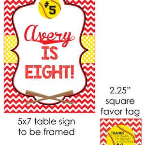 Softball Favor Tags and Table Sign PIY files ~ Softball Printable Digital File