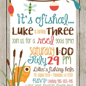 Wood Fishing Birthday Party Invitation Digital File PIY file Fish Party Printable Fish Party Digital File Invite image 2