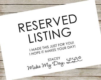 RESERVED Listing