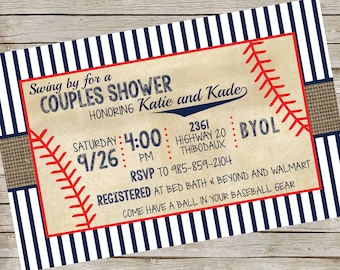 Vintage Baseball Couples Shower Invitation PIY file ~ Baseball Birthday Party Baby Shower ~ Old Baseball ~ Baseball Printable ~ Digital File