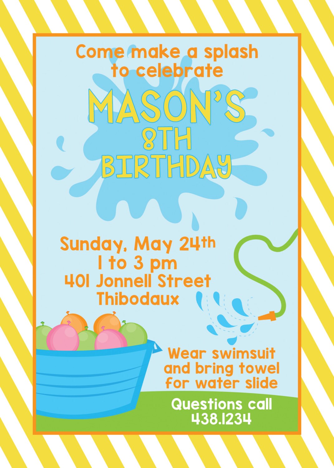 Water Birthday Party Invitation PIY File Water Balloon - Etsy