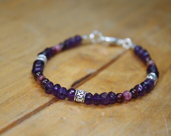 Amethyst Garnet and Tourmaline sparkly bracelet