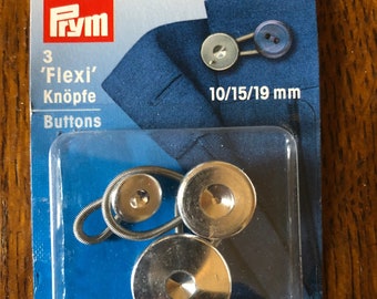 Lot de 3 boutons Flexi rallonge Prym 3 tailles: 10 / 15 / 19 mm