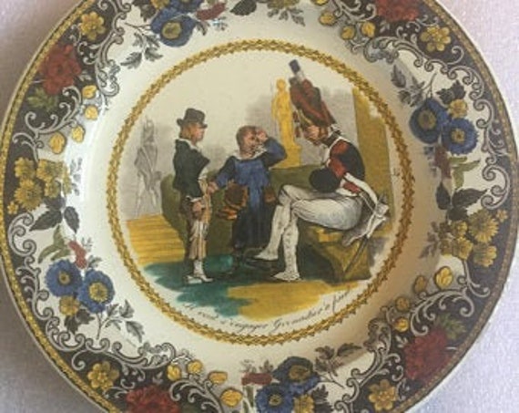 Creil Assiette Faience Polychrome Xix Siecle Le Roi d'yvetot Occasion