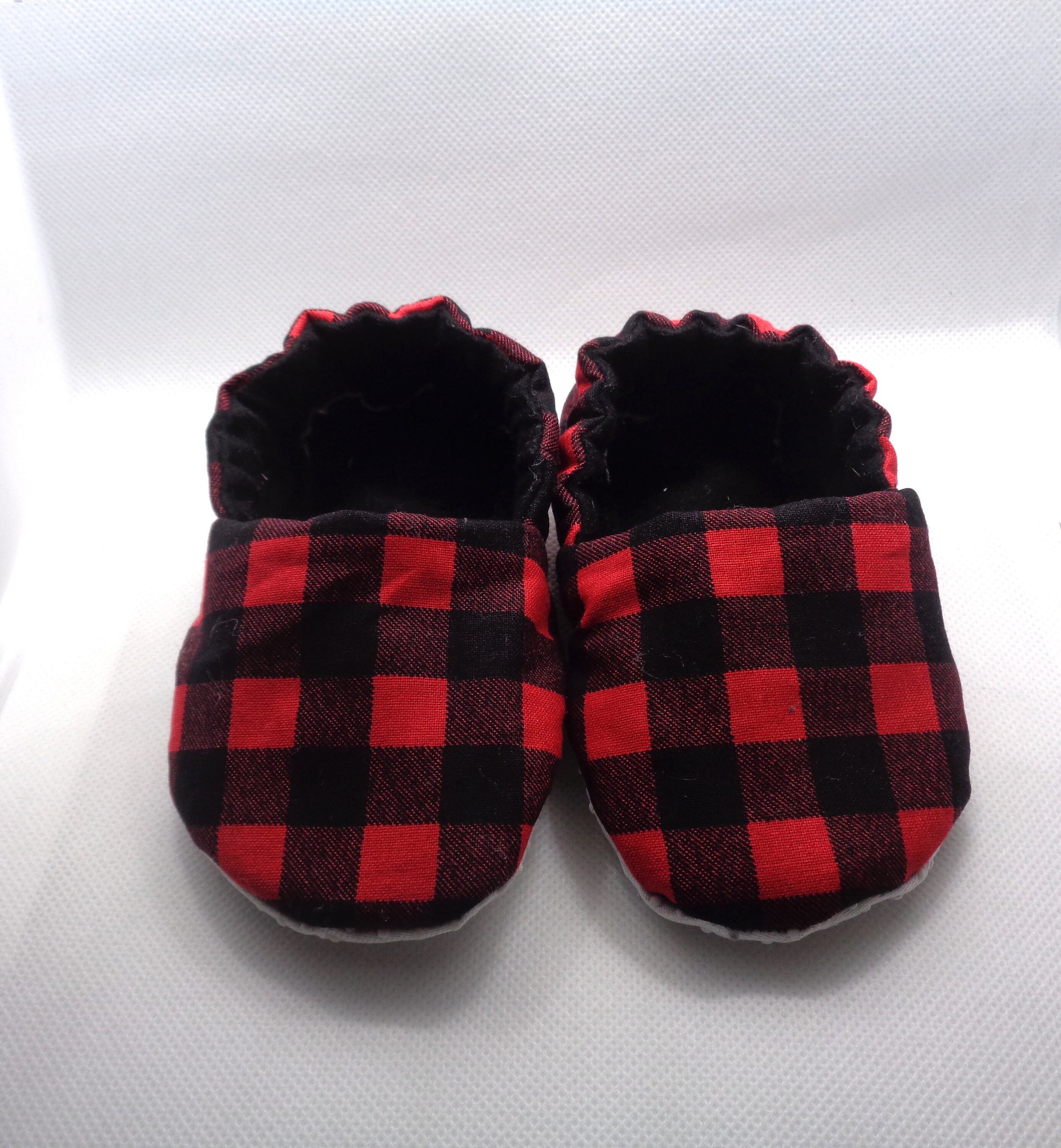 red and black checkered shoes