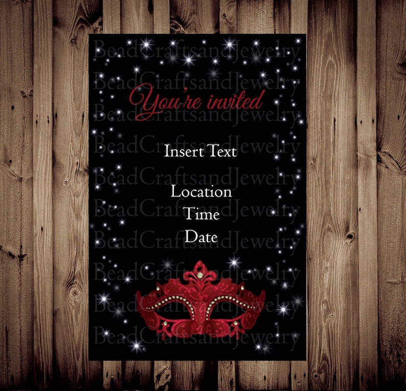 Custom Masquerade Party Formal Ball Wedding Invites Sparkle Etsy
