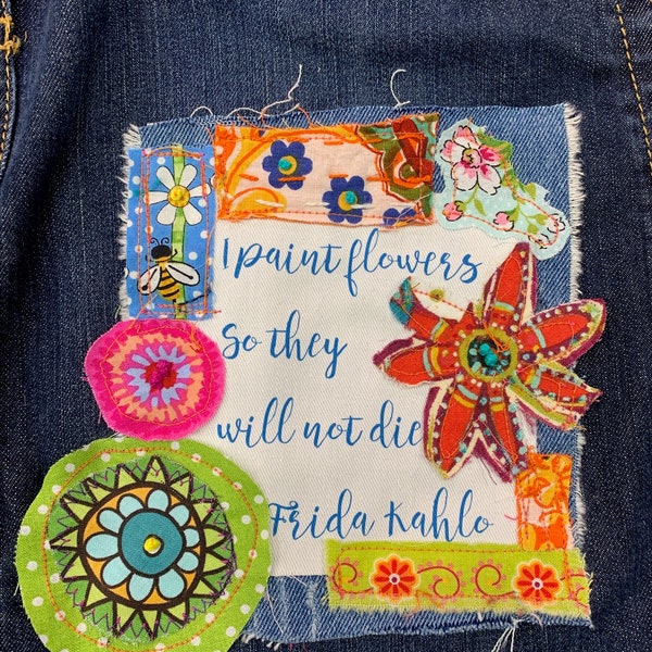 hippie patch boho patchwork denim blue jean patches