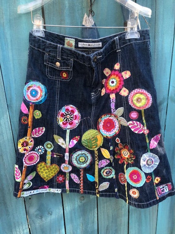 hippie jean skirt