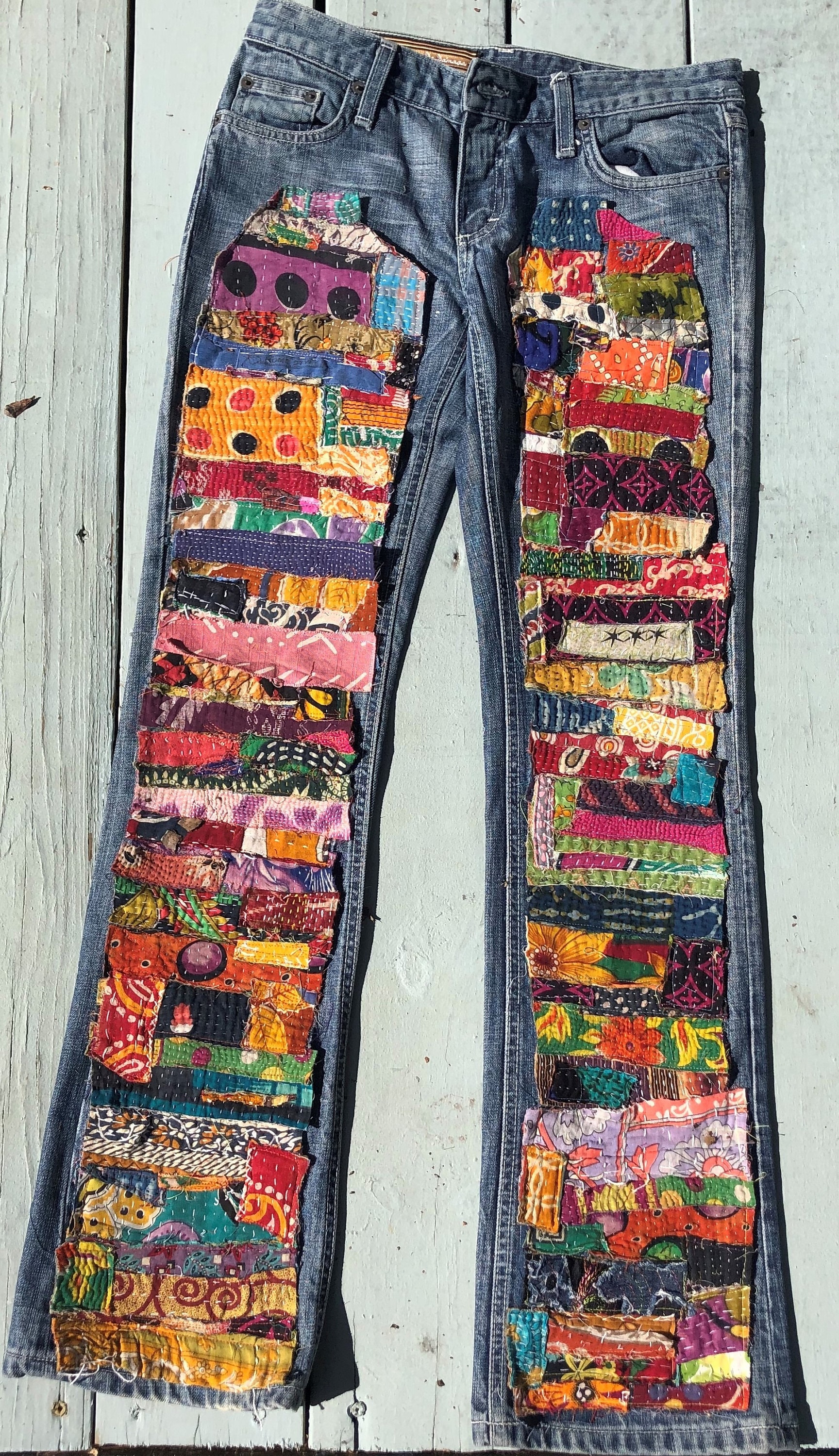 Custom Patchwork Jeans - Kantha Made to Order - Patchwork Custom Patchwork Jeans - Kantha Made to Order - Patchwork