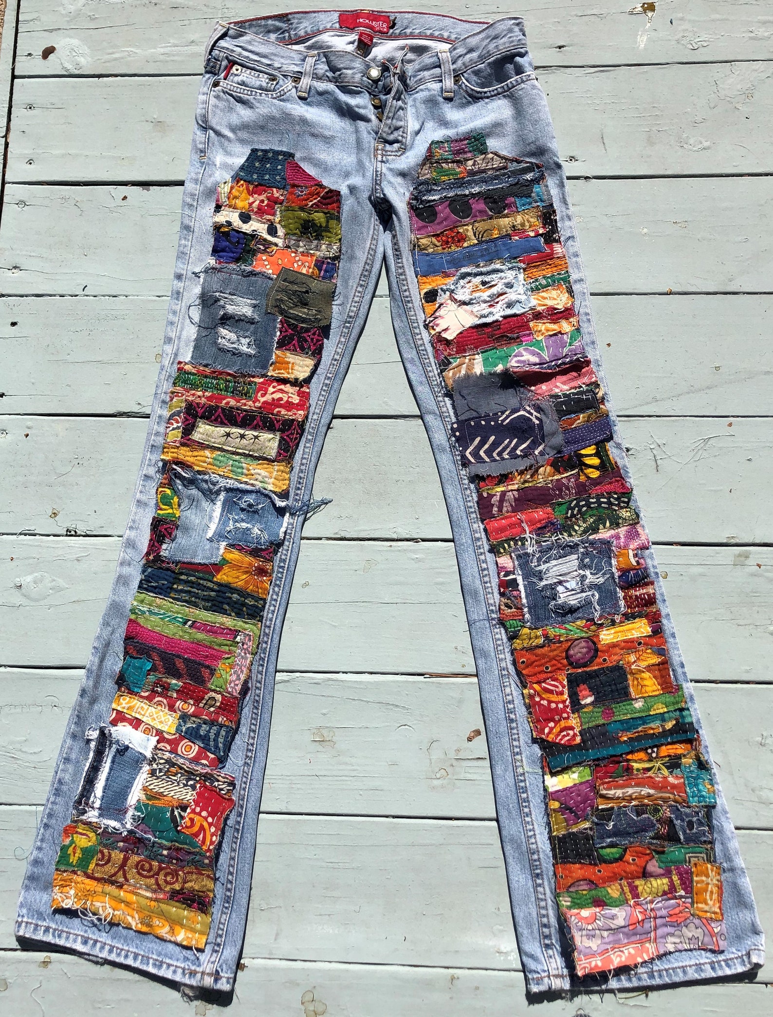 Patchwork Jeans Kantha Made to Order Patchwork Hippie Boho - Etsy