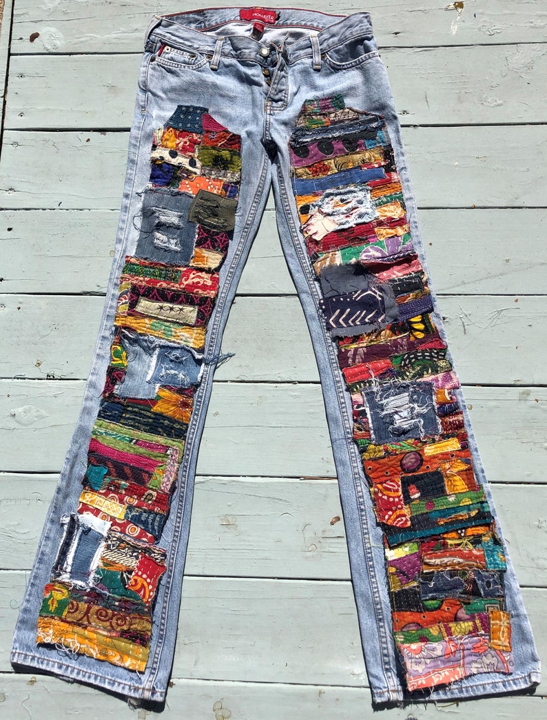 Patchwork Jeans Kantha Made to Order Patchwork Hippie Boho - Etsy