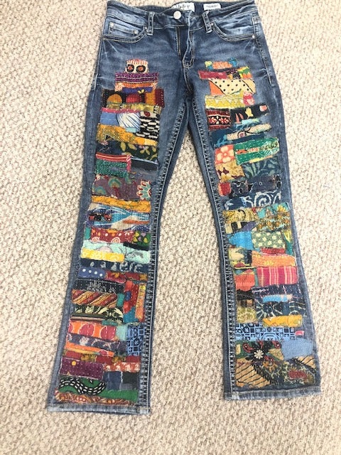 Patchwork Jeans Kantha Made to Order Patchwork Hippie Boho - Etsy UK