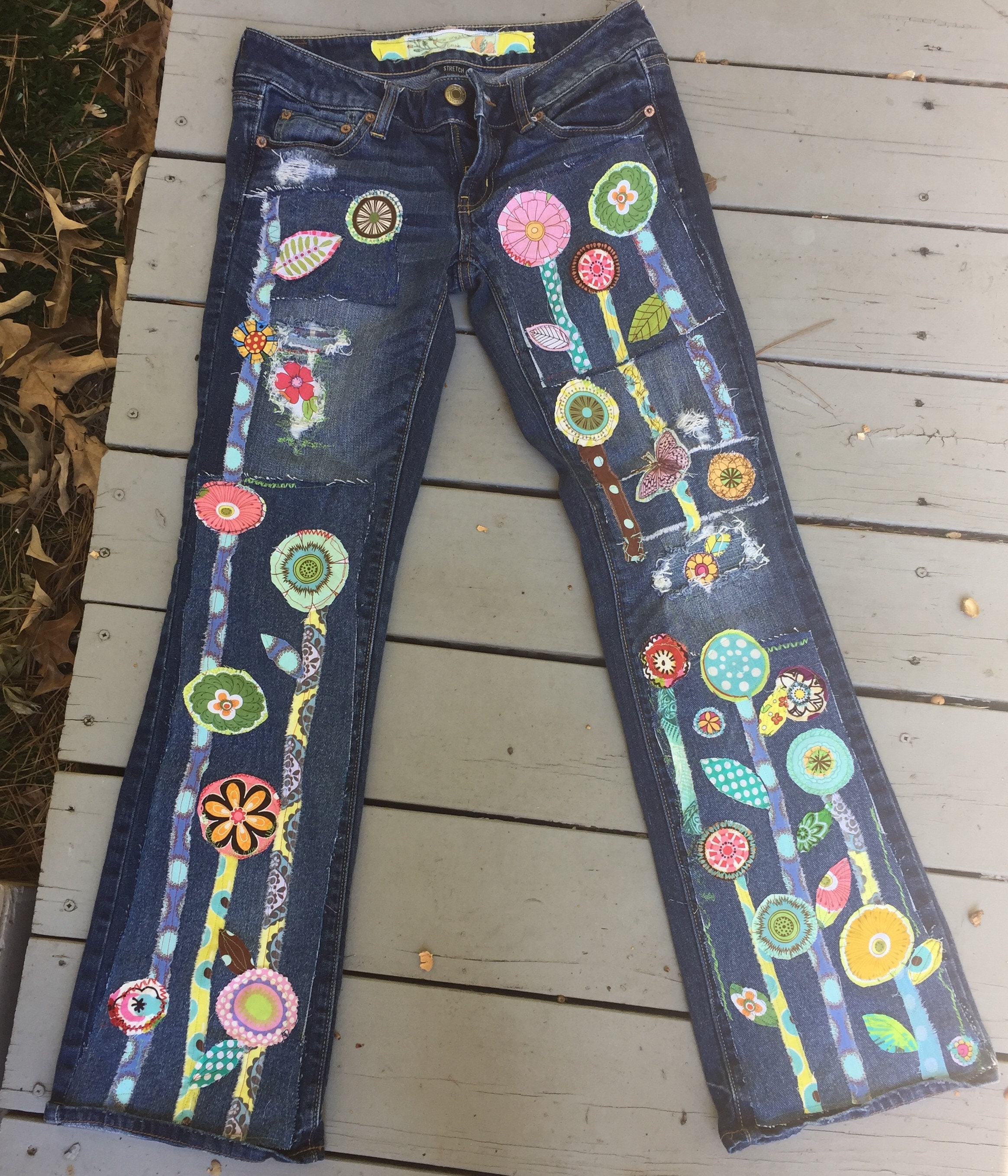Patchwork jeans Made to Order Custom Jeans for you Hippie | Etsy