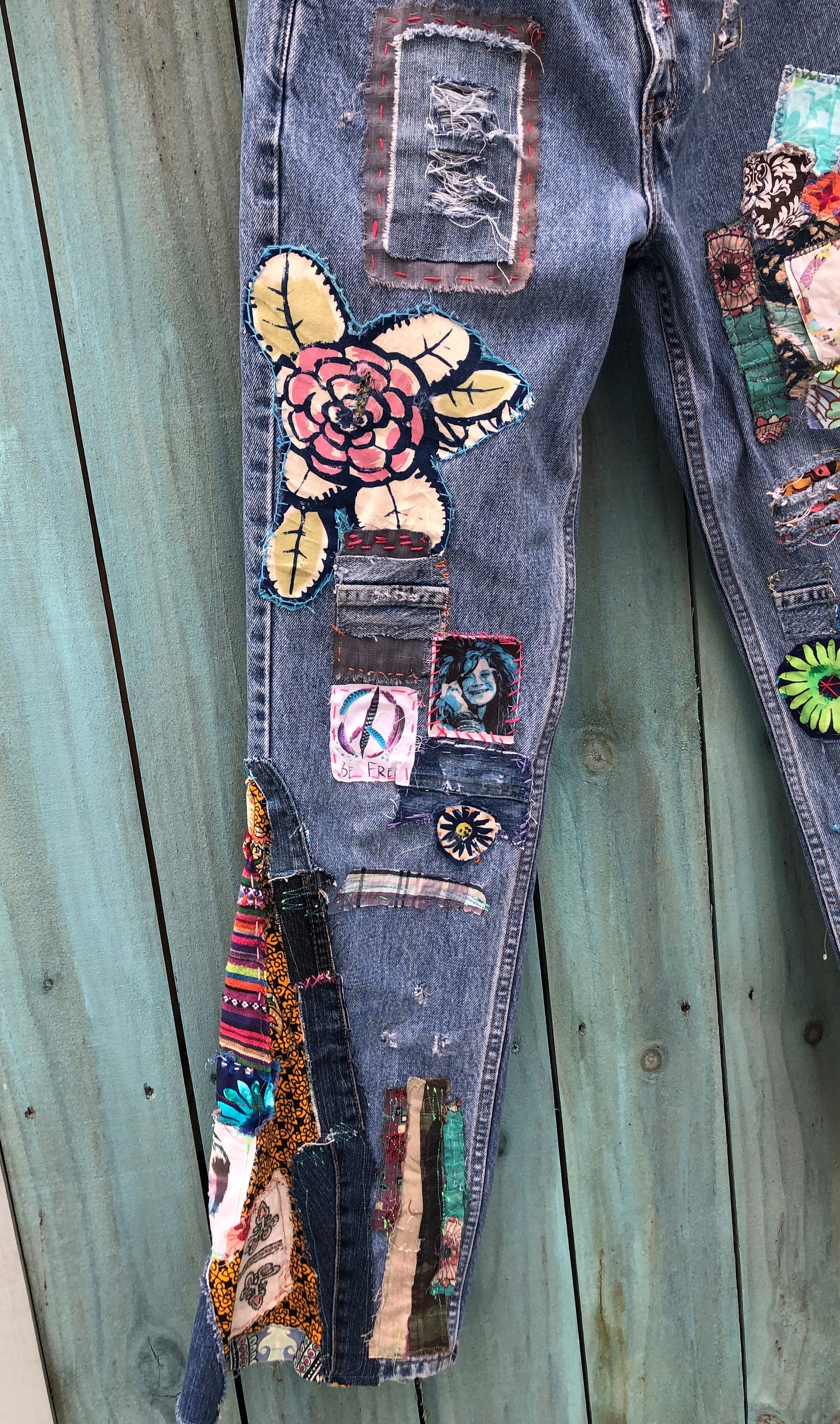 Free People Embroidered Pastel + Patchwork + Patches Jeans (Size 31) – The  Thrifty Hippy