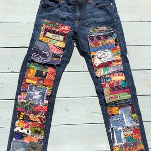 Patchwork Jeans Kantha Made to Order Patchwork Hippie Boho Denim Patch ...