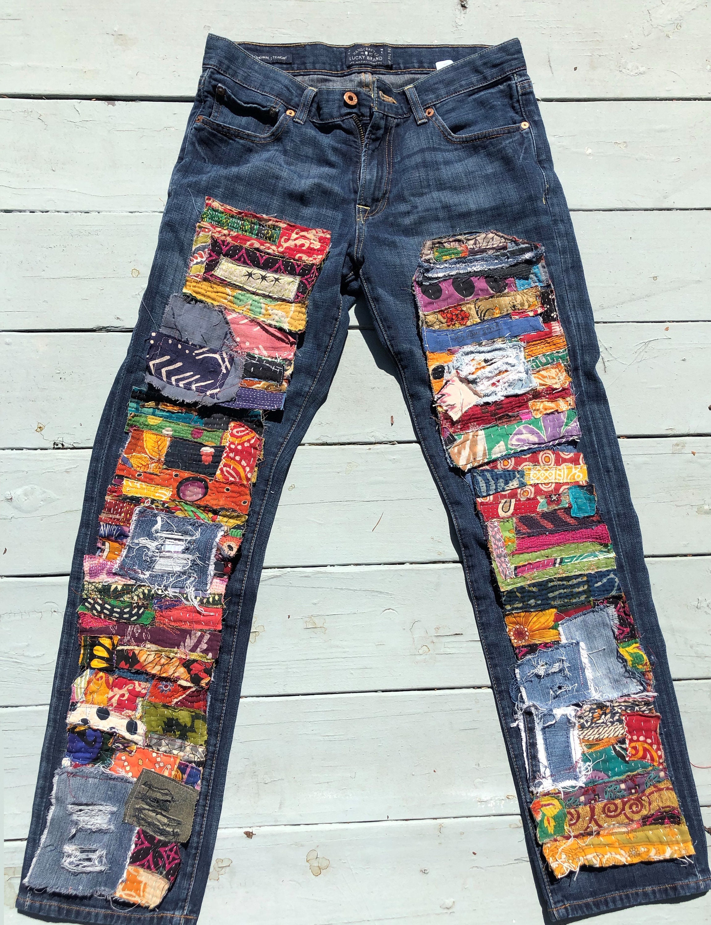 Patchwork Jeans Kantha Made to Order Patchwork Hippie Boho - Etsy Australia