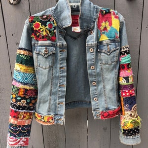 Jean Jacket Made to Order Hippie Boho Embellished Colorful Denim Jean ...
