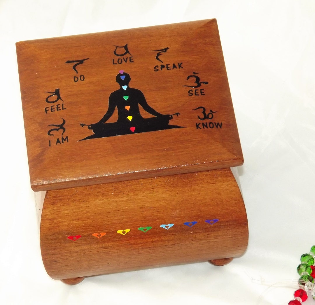 Handmade Wooden Chakra Box With Pendant. Rustic Handmade Hard Etsy UK