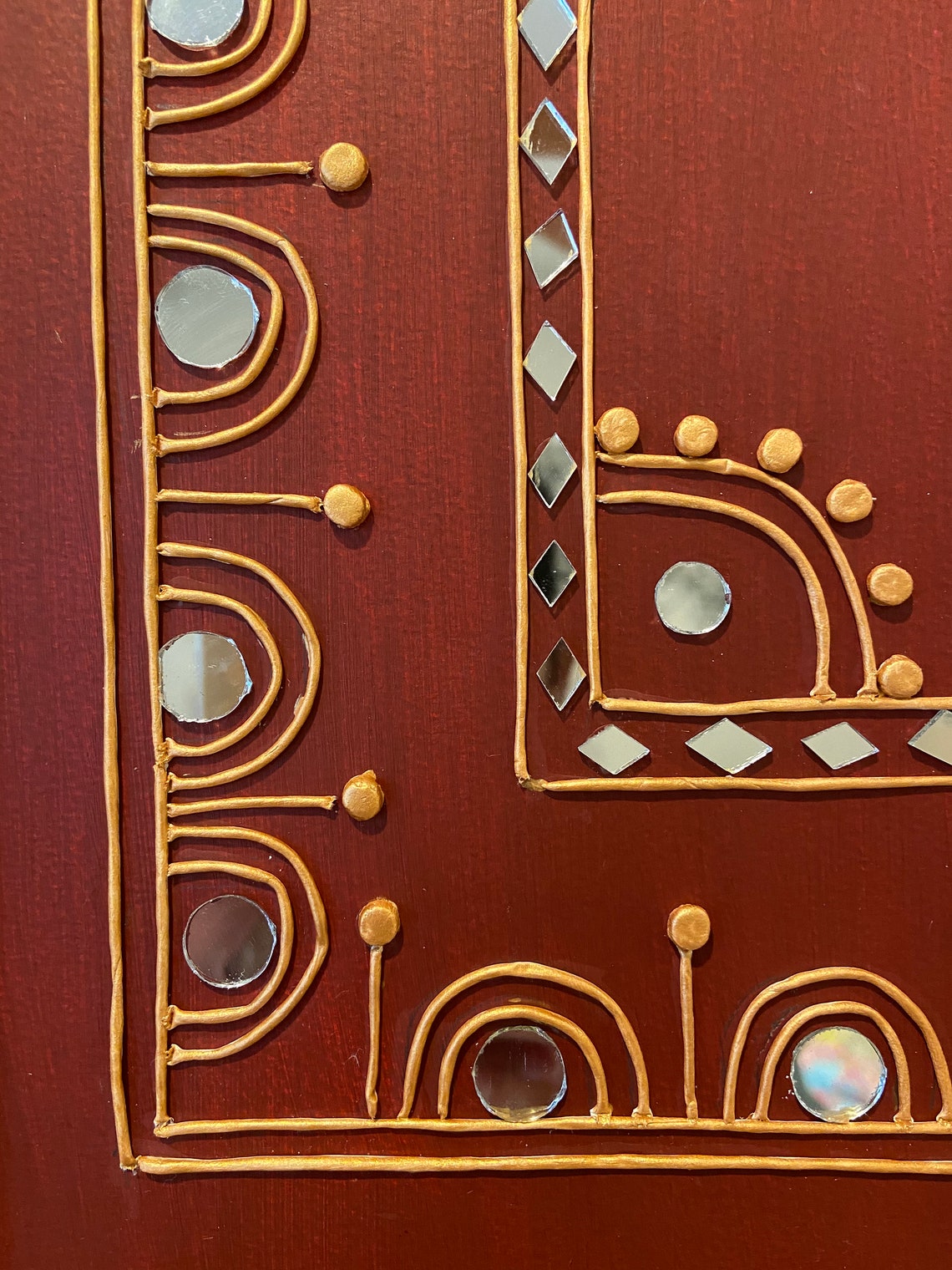 Buy Red Lippan Art Clay and Mirror Art Mosaic Art Indian Folk Art