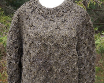 Vintage Handmade Wool Grandpa Sweater - Brown Italian Knit Pullover