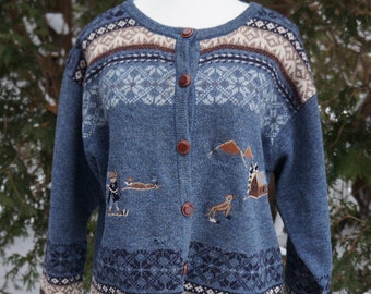 Cardigan cottagecore en laine brodé vintage - Pull Cabincore Grandpa