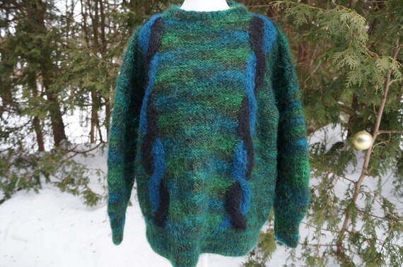 Buy Vintage Handmade Scotland Mohair Cable Knit Grandpa Sweater